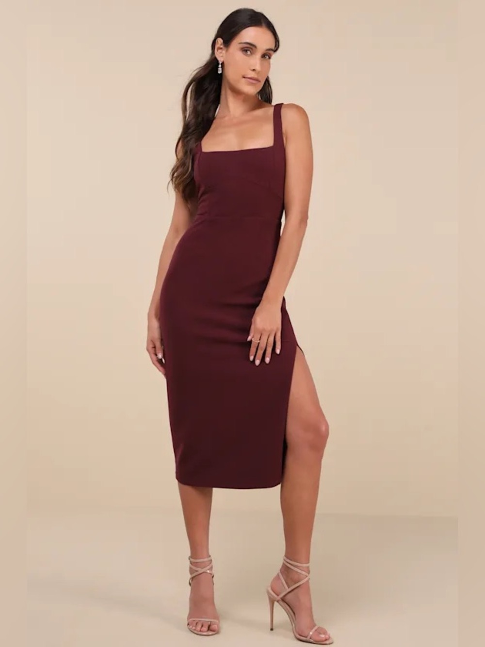 Vibrant Allure Plum Square Neck Sleeveless